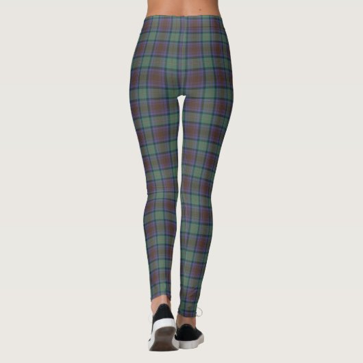 Isle Of Skye Tartan Pläd Green Black Pattern Leggings (Rückseite)