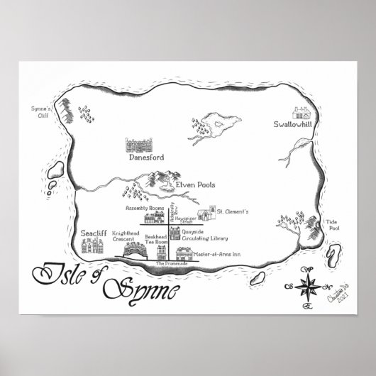 Isle of Synne - Line Map Poster (Vorne)