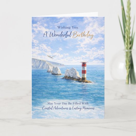 Isle of Wight Needles Lighthouse Birthday Card Karte (Vorderseite)