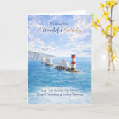 Isle of Wight Needles Lighthouse Birthday Card Karte (Gelbe Blume)