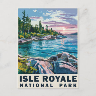 Isle Royale Nationalpark Aquarell Vintage Kunst Feiertagspostkarte