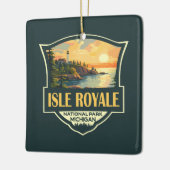 Isle Royale Nationalpark Illustration Retro Abzeic Keramikornament (Links)