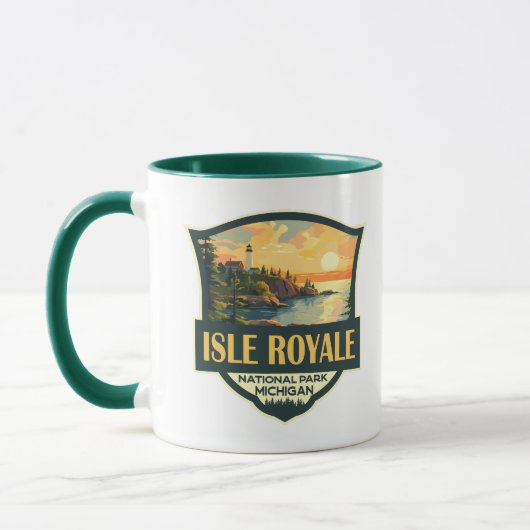 Isle Royale Nationalpark Illustration Retro Abzeic Tasse (Links)