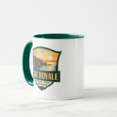Isle Royale Nationalpark Illustration Retro Abzeic Tasse (Vorderseite Links)