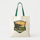 Isle Royale Nationalpark Illustration Retro Abzeic Tragetasche (Vorne)