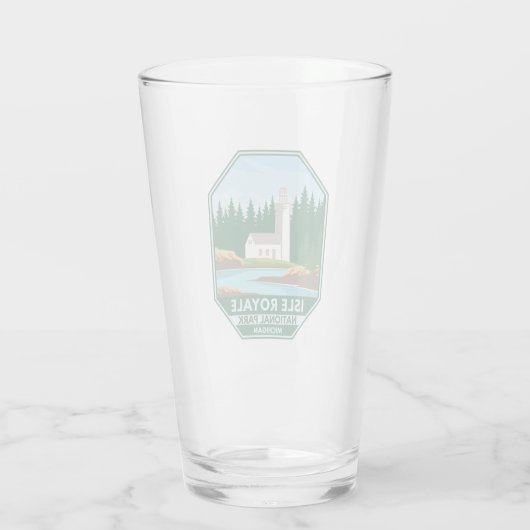 Isle Royale Nationalpark Lighthouse Retro Emblem Glas (Rückseite)