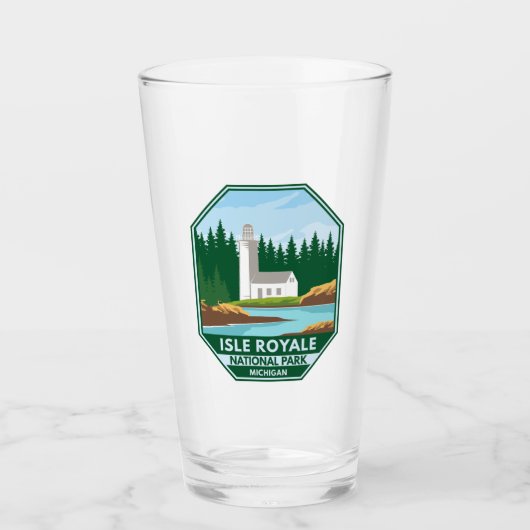 Isle Royale Nationalpark Lighthouse Retro Emblem Glas (Vorderseite)