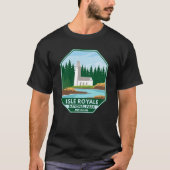 Isle Royale Nationalpark Lighthouse Retro Emblem T-Shirt (Vorderseite)