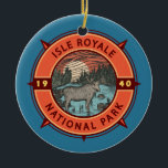 Isle Royale Nationalpark Locarno Keramik Ornament<br><div class="desc">Isle Royale Vektorgrafik Design. Der Park besteht aus der Isle Royale und Hunderten von benachbarten Inseln,  sowie den umliegenden Gewässern des Superior-Sees,  im Staat von Michigan.</div>