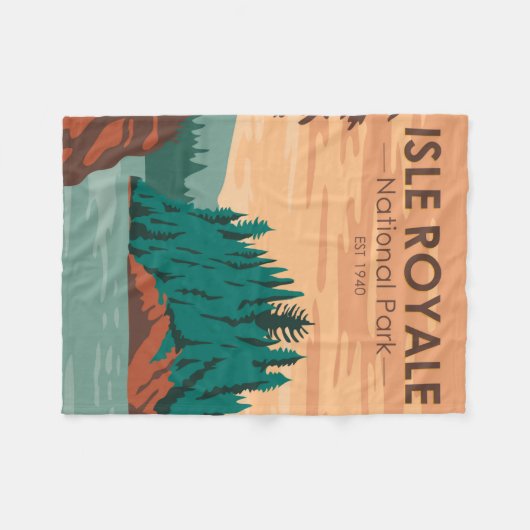 Isle Royale Nationalpark Michigan Vintag Fleecedecke (Vorderseite (Horizontal))