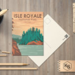 Isle Royale Nationalpark Michigan Vintag Postkarte<br><div class="desc">Isle Royale Vektorgrafiken in einem Fensterstil-Design. Der Park besteht aus der Isle Royale und Hunderten von benachbarten Inseln,  sowie den umliegenden Gewässern des Superior-Sees,  im Staat von Michigan.</div>