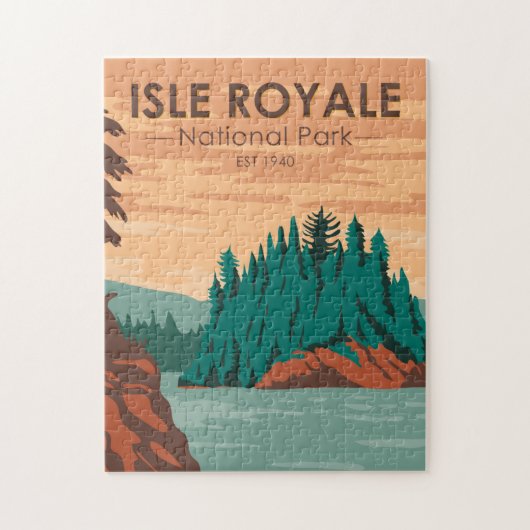 Isle Royale Nationalpark Michigan Vintag Puzzle (Vertikal)