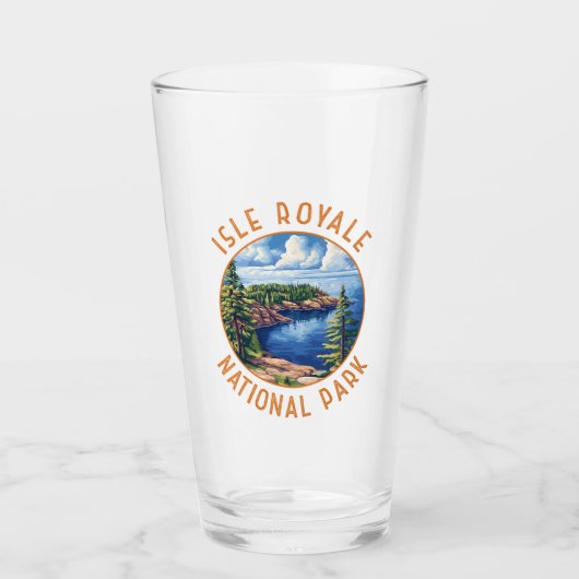 Isle Royale Nationalpark Retro Distressed Circle Glas (Vorderseite)