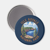 Isle Royale Nationalpark Retro Distressed Circle Magnet (Vorderseite/Rückseite)