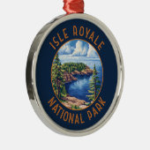 Isle Royale Nationalpark Retro Distressed Circle Ornament Aus Metall (Rechts)