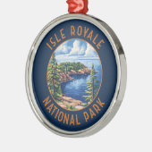 Isle Royale Nationalpark Retro Distressed Circle Ornament Aus Metall (Links)