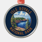Isle Royale Nationalpark Retro Distressed Circle Ornament Aus Metall (Vorne)
