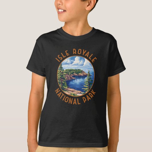Isle Royale Nationalpark Retro Distressed Circle T-Shirt (Vorderseite)