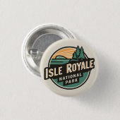 Isle Royale Nationalpark Retro Reisemblem Button (Vorne & Hinten)