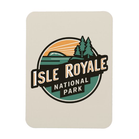 Isle Royale Nationalpark Retro Reisemblem Magnet (Vertikal)