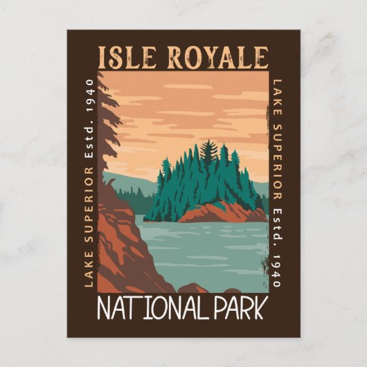 Isle Royale Nationalpark Seen Superior Distressive Postkarte (Vorderseite)