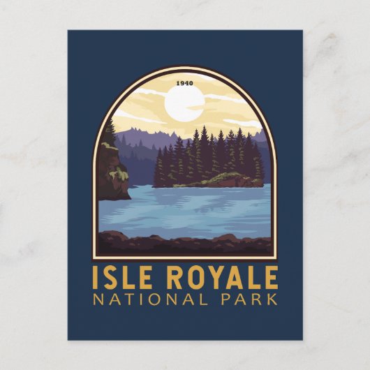 Isle Royale Nationalpark Vintages Emblem Postkarte (Vorderseite)