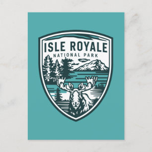 Isle Royale Nationalpark Wildlife Emblem Feiertagspostkarte