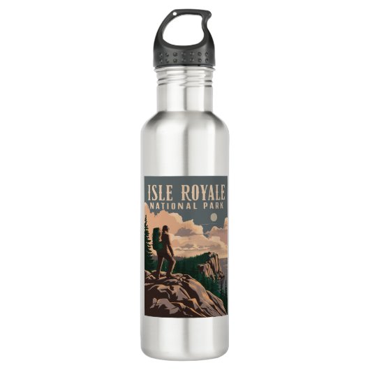Isle Royale Nationalpark Zurpackung Reisen Art Edelstahlflasche (Vorderseite)