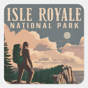 Isle Royale Nationalpark Zurpackung Reisen Art Quadratischer Aufkleber