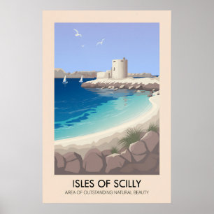 Isles Of Scilly Cornwall AONB Reiseplakat Poster
