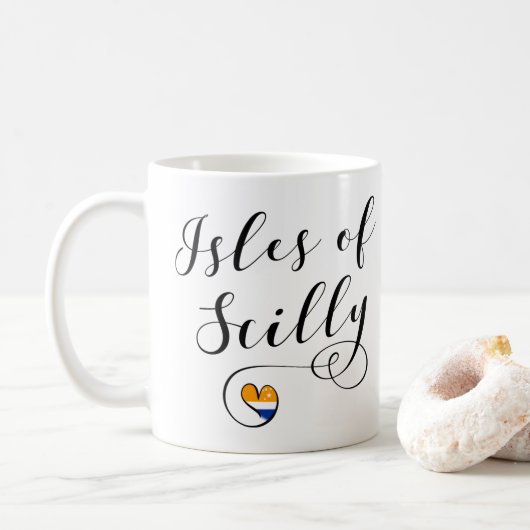 Isles of Scilly Flag Herz Kaffeetasse (Mit Donut)