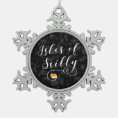 Isles of Scilly Flag Herz Schneeflocken Zinn-Ornament (Vorderseite)