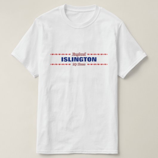 ISLINGTON - Mein Zuhause - England; Rote u. rosa T-Shirt (Design vorne)