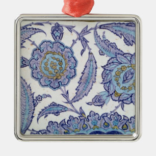 Isnik Töpferwarefliese, c.1520-50 Silbernes Ornament