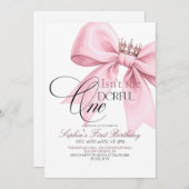 Isn't she Onederful Pink Bow 1st Birthday Party Einladung (Vorne/Hinten)