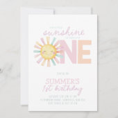 Isn't She Onederful Sun Girl Pastel 1st Birthday Einladung (Vorderseite)