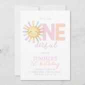 Isn't She Onederful Sun Girl Pastel 1st Birthday Einladung (Vorderseite)