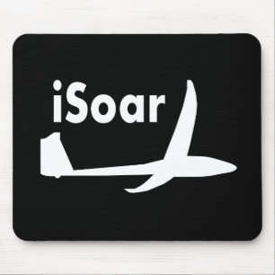 iSoar Weiß auf Schwarzem Mousepad