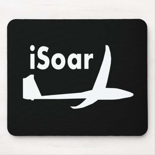 iSoar Weiß auf Schwarzem Mousepad (Vorne)