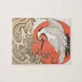 Isoda Koryusai - Kran, Wellen und aufgehende Sonne Puzzle (Horizontal)