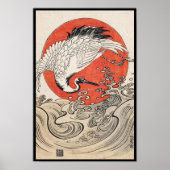 Isoda Koryusai Kranwellen und aufgehende Sonne Poster (Vorne)