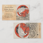 Isoda Koryusai Kranwellen und -aufgehende Sonne Visitenkarte (Vorne/Hinten)