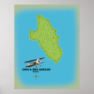 Isola del Giglio Italien Karte Poster