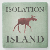Isolation Island Hinweis Steinuntersetzer (Vorderseite)