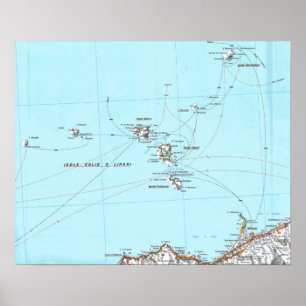 isole eolie mappa Karte Poster
