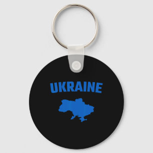 Isolierte blaue Silhouette einer Karte der Ukraine Schlüsselanhänger