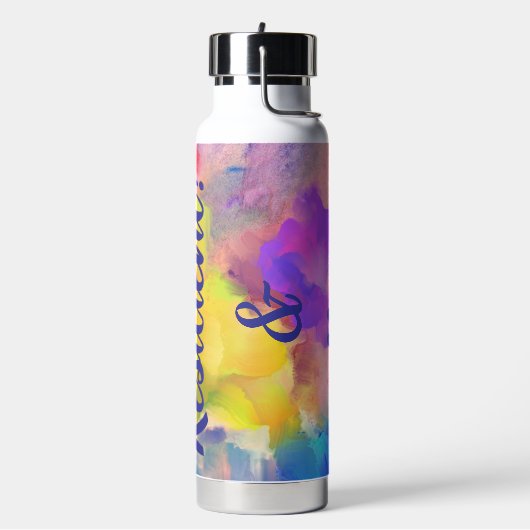 Isolierte Wasserflasche mit Strohhalm Trinkflasche (Links)