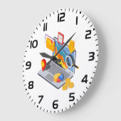 Isometric Business Data Analytics Laptop Große Wanduhr (Winkel)