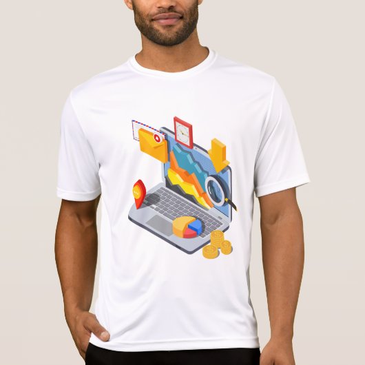 Isometric Business Data Analytics Laptop T-Shirt (Vorderseite)
