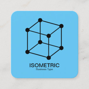 Isometric Cube - Black on Sky Blue Quadratische Visitenkarte